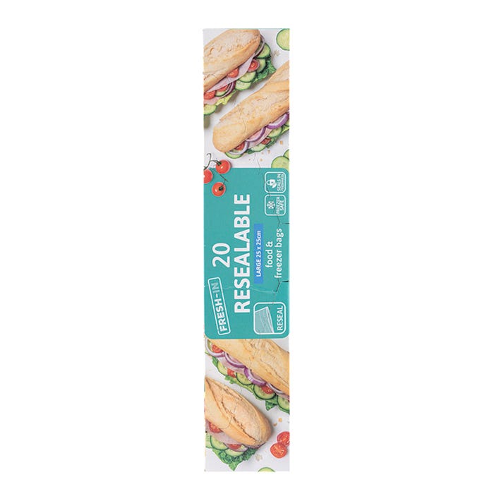 Resealable Food and Freezer Bags - Large (Pack of 20)