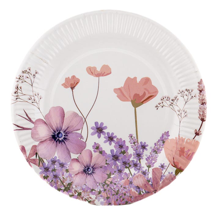 Paper Plates - Floral, 23cm (Pack of 12)